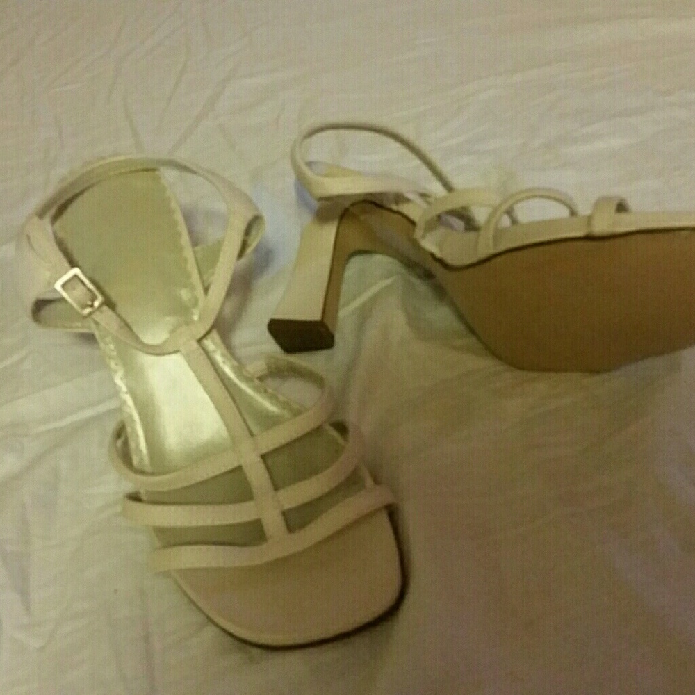 White strappy heels
